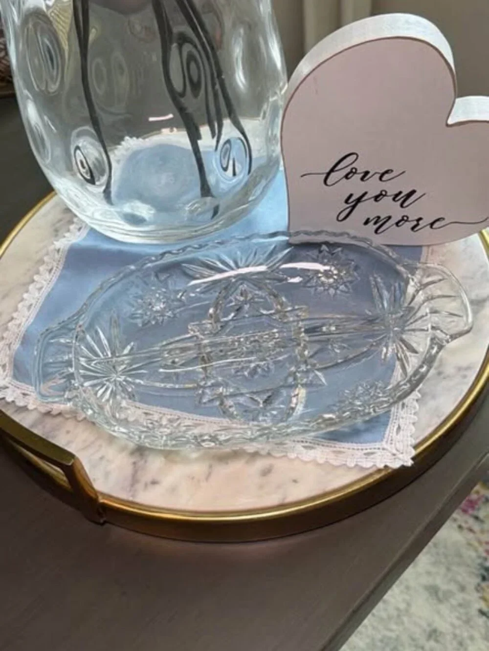 Vintage Clear Pressed Glass Divided Relish Dish